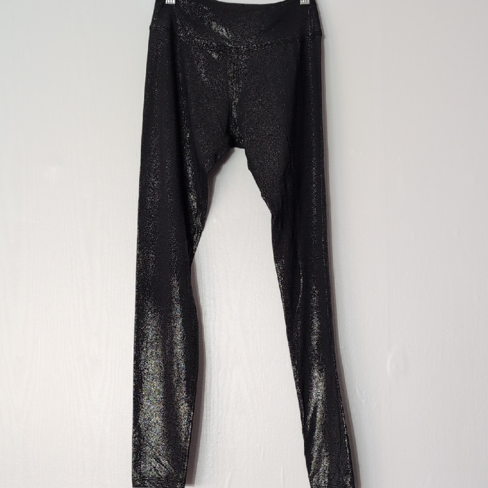 Beyond Yoga Spaceye Caught in the Midi Highwaist Black Metallic Stardust Size XS